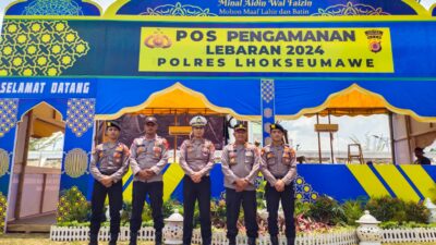 Petugas Pos Pam Gelar Apel Pagi Pos Pengamanan Ops Keutupat Seulawah 2024 di Lhokseumawe