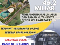 BAKORNAS Desak Kadis DLHK Harus Diperiksa, Pembangunan Alun-alun dan Taman Hutan Kota Depok Wilayah Barat Terdapat Kekurangan Volume Sebesar Rp.890.498.220,01.