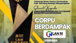 Selamat Kepada Kementerian ATR/BPN Atas Diraihnya Penghargaan Dengan Kualifikasi Corpu Berdampak Dari LAN RI