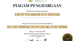 Bukti Pelayanan Publik Yang Bersih dan Akuntabel, Kantah Kota Denpasar Raih Predikat WBBM