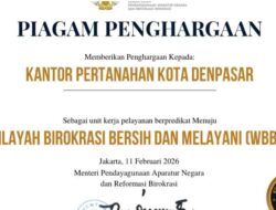 Bukti Pelayanan Publik Yang Bersih dan Akuntabel, Kantah Kota Denpasar Raih Predikat WBBM